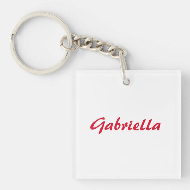 Porte-clés Calligraphie Élégant Rouge Blanc Plaine Nom simple (Devant)
