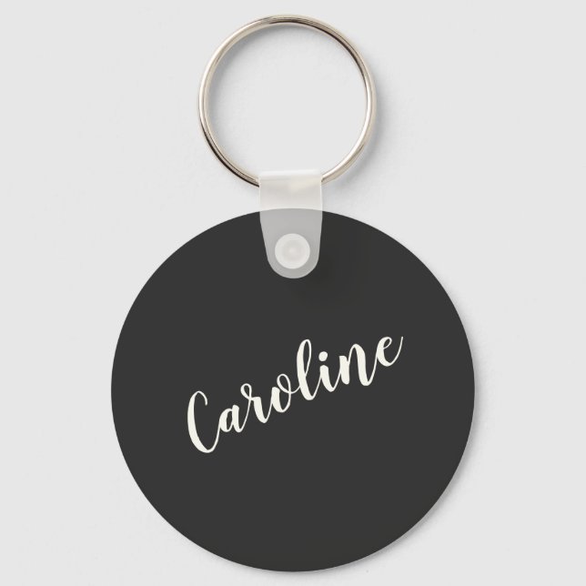 Porte-clés Calligraphie minimaliste noire Nom personnalisé (Recto)