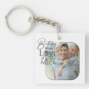 Porte-clés Calligraphie Photo personnalisée d'anniversaire po