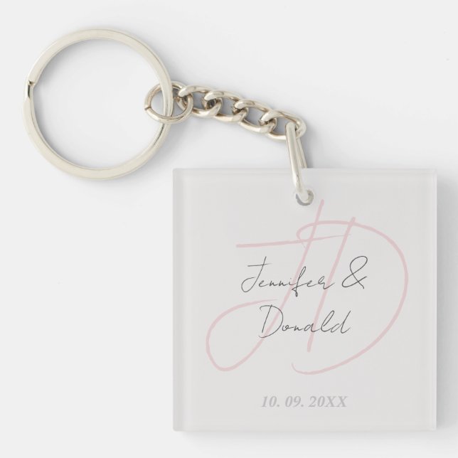 Porte-clés Calligraphie tendance monogramme de script classiq (Devant)