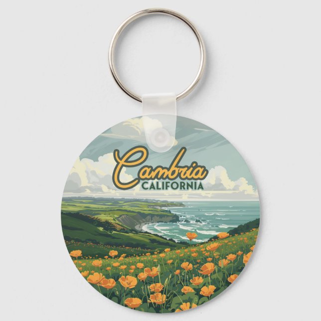 Porte-clés Cambria Californie Pies Fleurs Côte Pacifique (Recto)