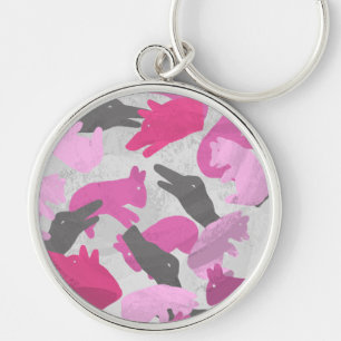 Porte-clés Camouflage animal Silhouette rose