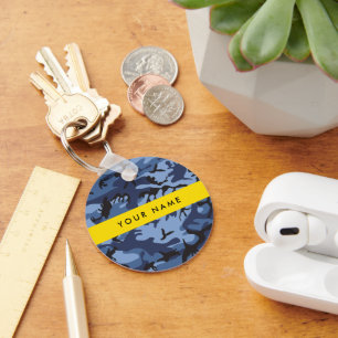 Porte-clés Camouflage bleu marine Votre nom Personnalisez
