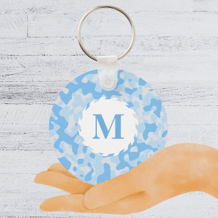 Porte-clés Camouflage bleu Monogramme initial