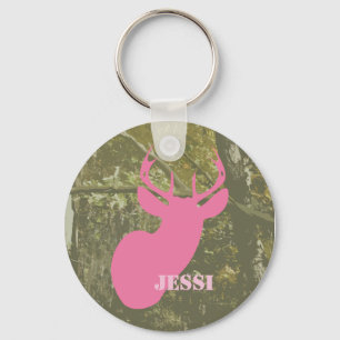 Porte-clés Camouflage & Tête de Cerf Rose Porte - clé personn