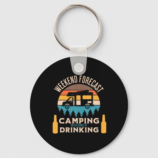 Porte-clés Camping Bière Avec Bière Anniversaire (Recto)