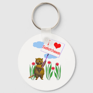 Porte-clés Canadian Beaver Loves Saskatchewan