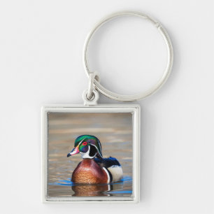 Porte-clés Canard à bois dans un étang