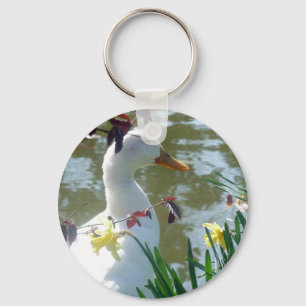 Porte-clés Canard Blanc Dans Les Daffodiques Par Lake Keyring