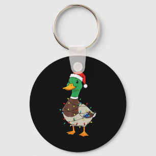 Porte-clés Canard colvert de Noël mignon avec lumières de Noë