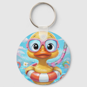 Porte-clés Canard de fête avec tuba et maillot de bain