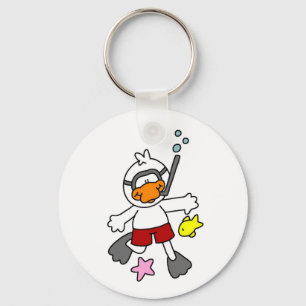 Porte-clés Canard naviguant au schnorchel à la plage