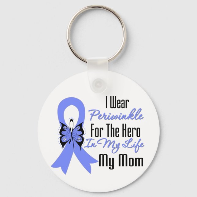 Porte-clés Cancer de l'oesophage Ruban Hero Ma maman (Recto)