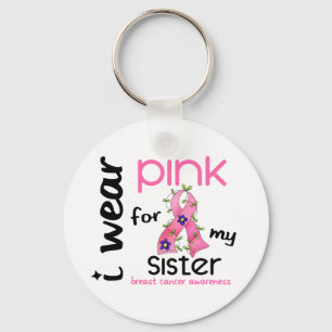Porte-clés Cancer du sein JE PORTE DU ROSE POUR MA SOEUR 43