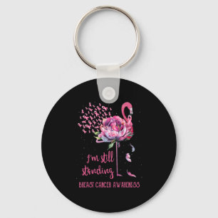 Porte-clés Cancer du sein Je suis toujours debout Flamant ros