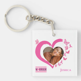 Porte-clés Cancer du sein moderne Personnalisé Coeur Nom phot