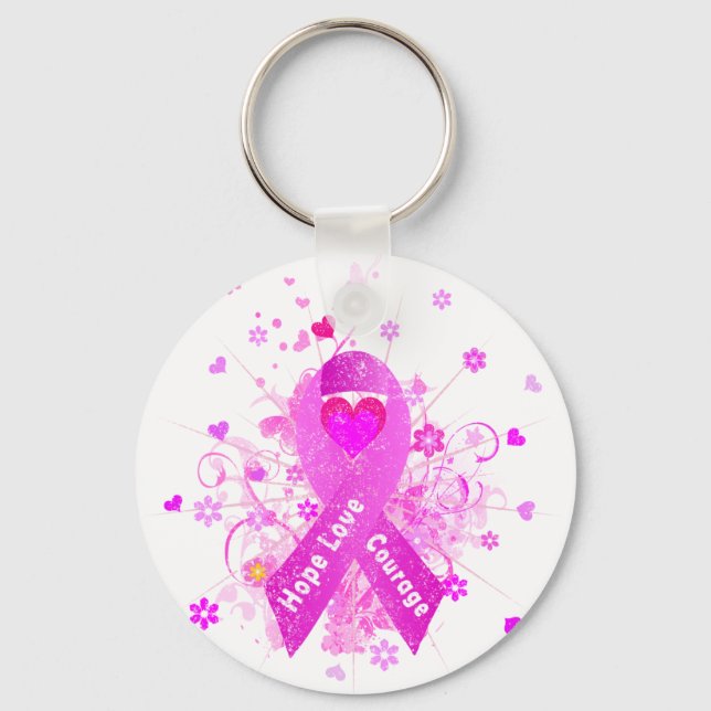 Porte-clés Cancer du sein Ruban rose (Recto)