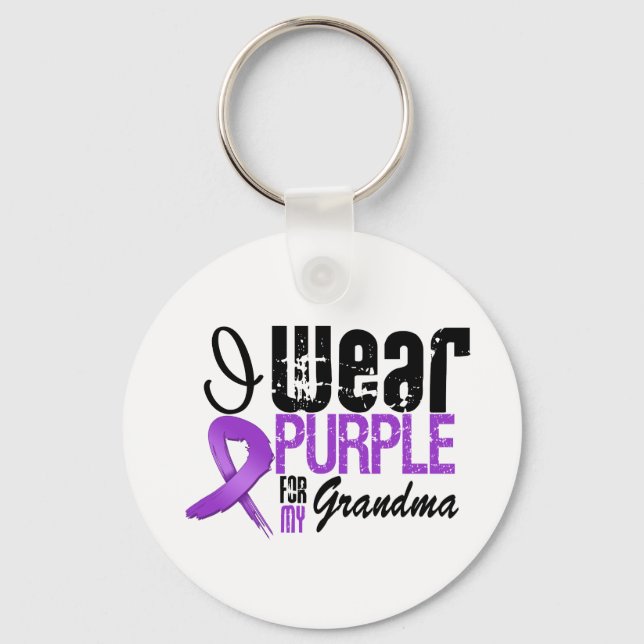 Porte-clés Cancer pancréatique Je porte le ruban violet GRAND (Recto)