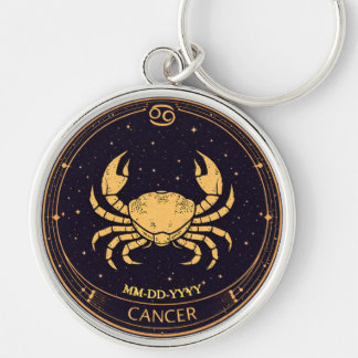 Porte-clés Cancer Zodiac Keychain with Birth Date