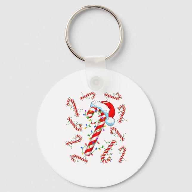 Porte-clés Candy Cane Santa Christmas Red And White Funny Xma (Recto)