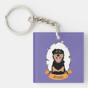 Porte-clés Candy Portrait Rottweiler Chien pourpre orange