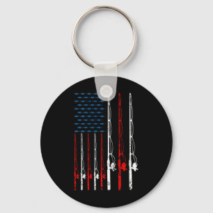 Porte-clés Canne à pêche Drapeau Américain Amateur de Pêche V