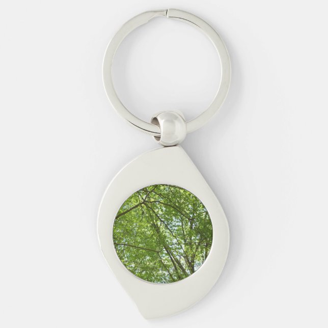 Porte-clés Canopée du printemps Feuille Green Nature Scene (Devant)