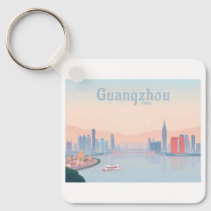 Porte-clés Canton Chine Pearl River Pastel Voyage