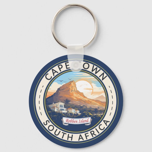 Porte-clés Cape Town Afrique du Sud Insigne d'art de voyage (Recto)