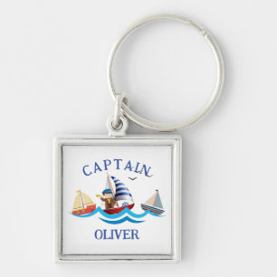 Porte-clés Capitaine de bateau nautique personnalisé pour enf