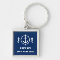 Capitaine Votre nom ou nom de bateau Ancre hippoca