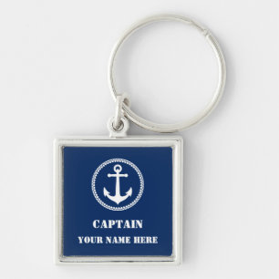 Porte-clés Capitaine Votre nom ou nom de bateau avec Ancre ma