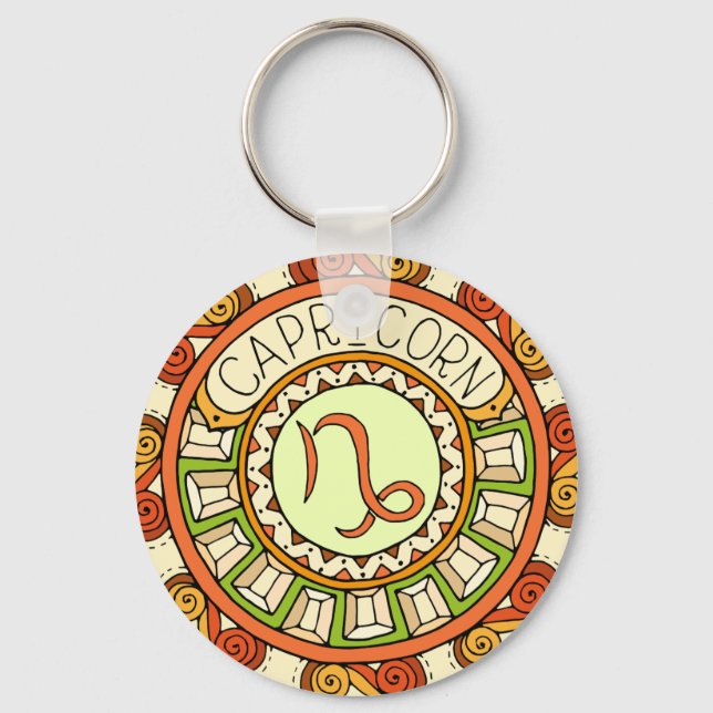 Porte-clés Capricorn, signe étoilé de Mandala en couleur (Recto)