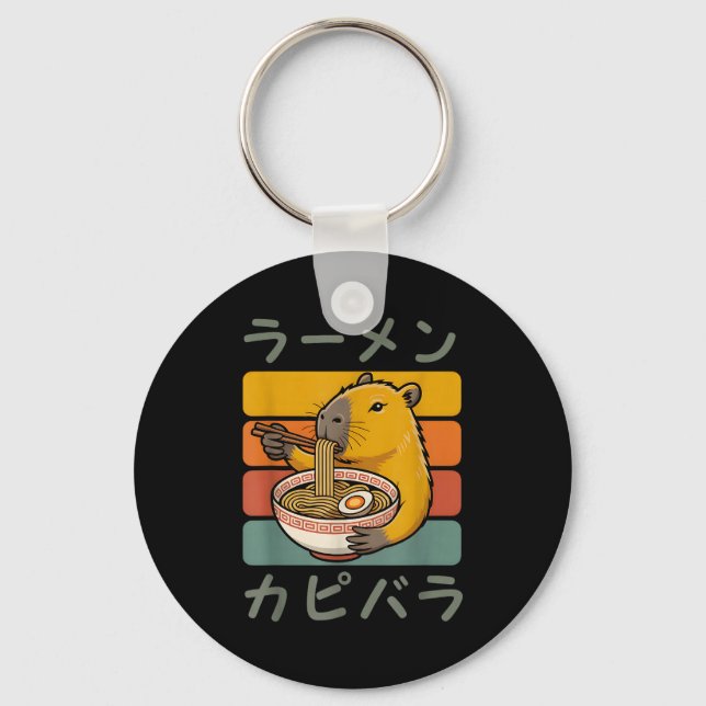 Porte-clés Capybara Anime Graphic Ramen Kawaii Japanese Vinta (Recto)