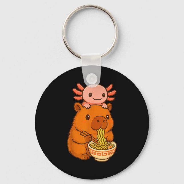 Porte-clés Capybara Anime Ramen Axolotl Funny Graphic Kawaii  (Recto)