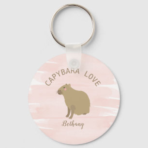 Porte-clés Capybara Kawaii Aquarelle rose Fille