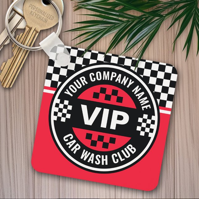 Porte-clés Car Wash Club - Racing À damiers Drapeau Rewards (Personalized keychain - add a logo)