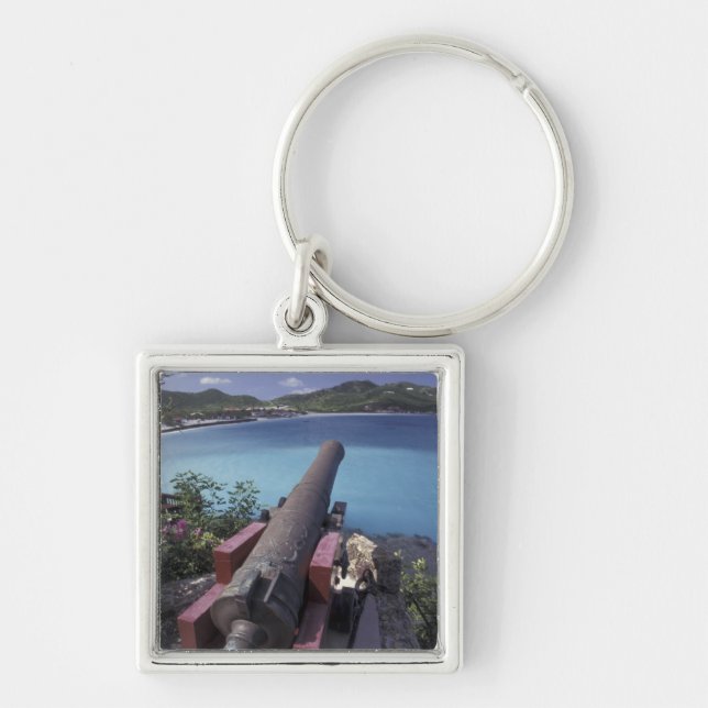 Porte-clés CARAÏBES, Saint-Barts, Connon pointant vers la bai (Devant)