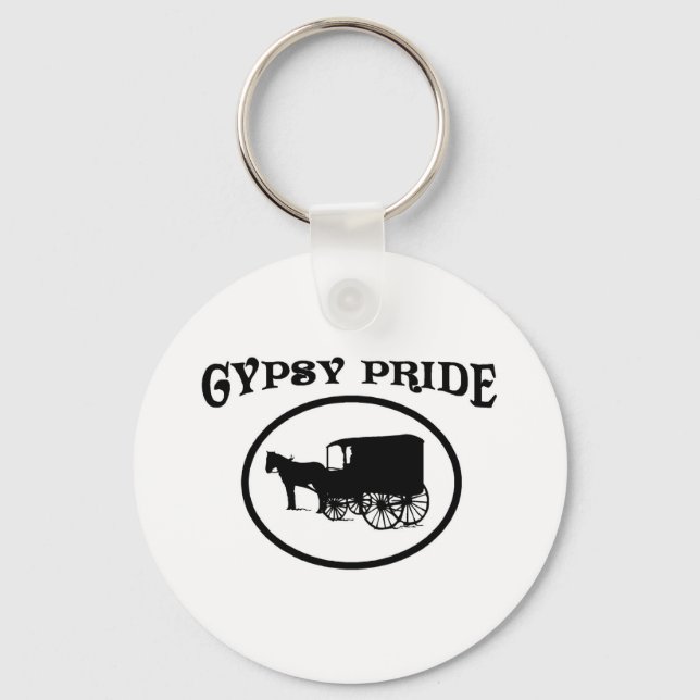Porte-clés Caravane noire et blanche Gypsy Pride (Recto)
