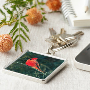 Porte-clés Cardinal d'hiver en tempête de neige - Amélioré