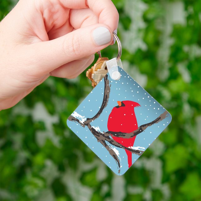 Porte-clés Cardinal Rouge Sur Un Porte - clé De Branche (Créateur téléchargé)