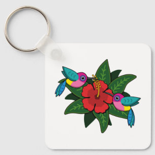 Porte-clés Caricature à fleurs d'Hibiscus - W