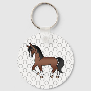 Porte-clés Caricature Brown Cheval Trotting