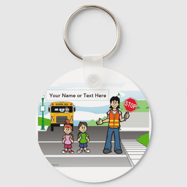 Porte-clés Caricature Crossing Guard par PrintedPerfection.co (Recto)
