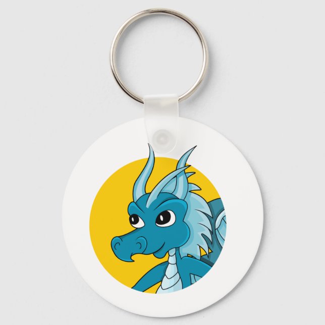 Porte-clés Caricature de dragon bleu (Recto)