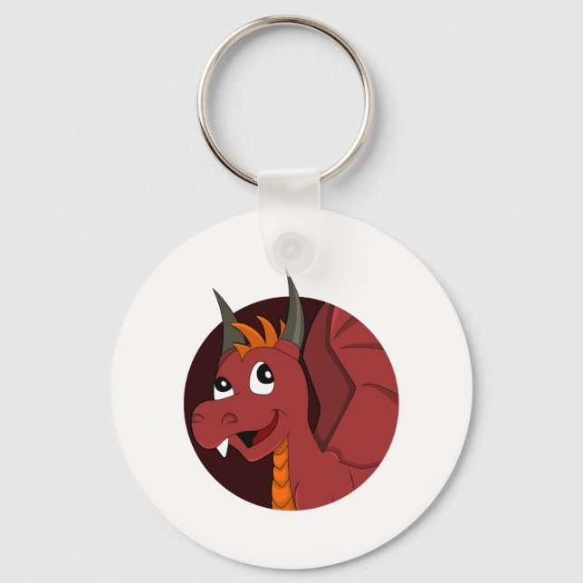 Porte-clés Caricature de dragon rouge (Recto)
