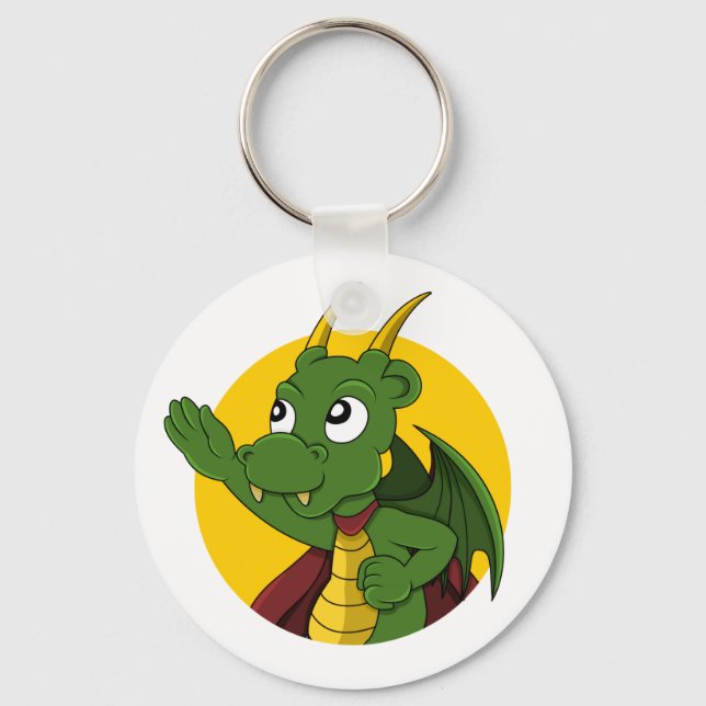 Porte-clés Caricature de dragon vert (Recto)