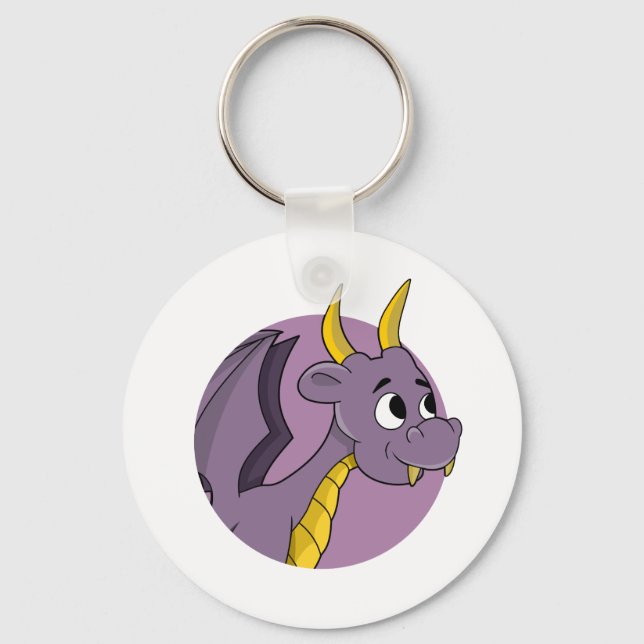 Porte-clés Caricature de dragon violet (Recto)