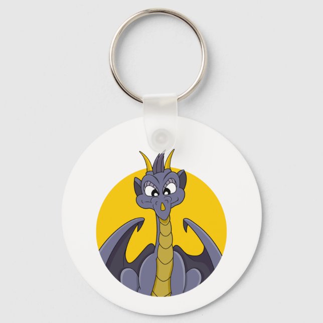 Porte-clés Caricature de dragon violet (Recto)