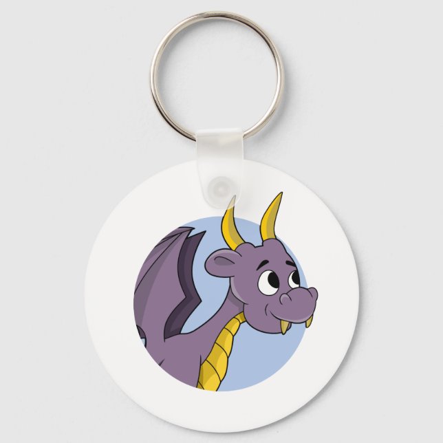 Porte-clés Caricature de dragon violet (Recto)